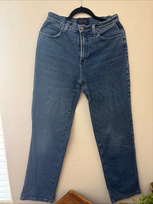 Versace Women's Denim Straight-Leg Jeans in blue Denim from Poshmark
