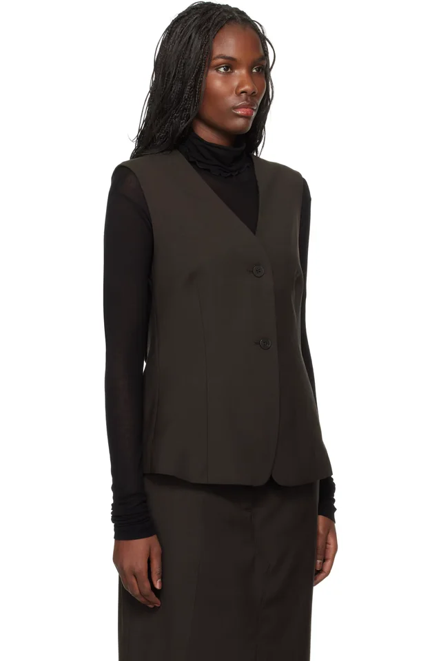 Holzweiler Brown Kiko Wool Vest, photo 2 of 4 from SSENSE