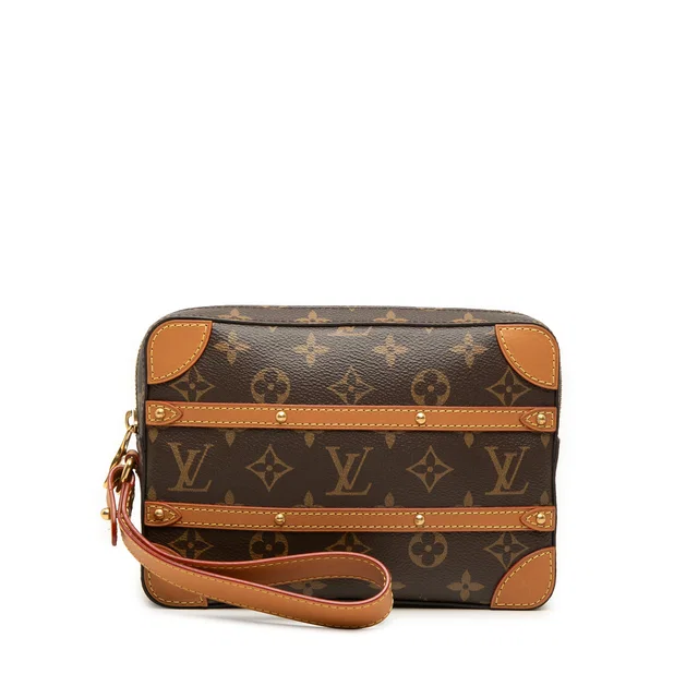 Brown Louis Vuitton Monogram Soft Trunk Pouch Clutch Bag in Brown Coated canvas from Designer Revival
