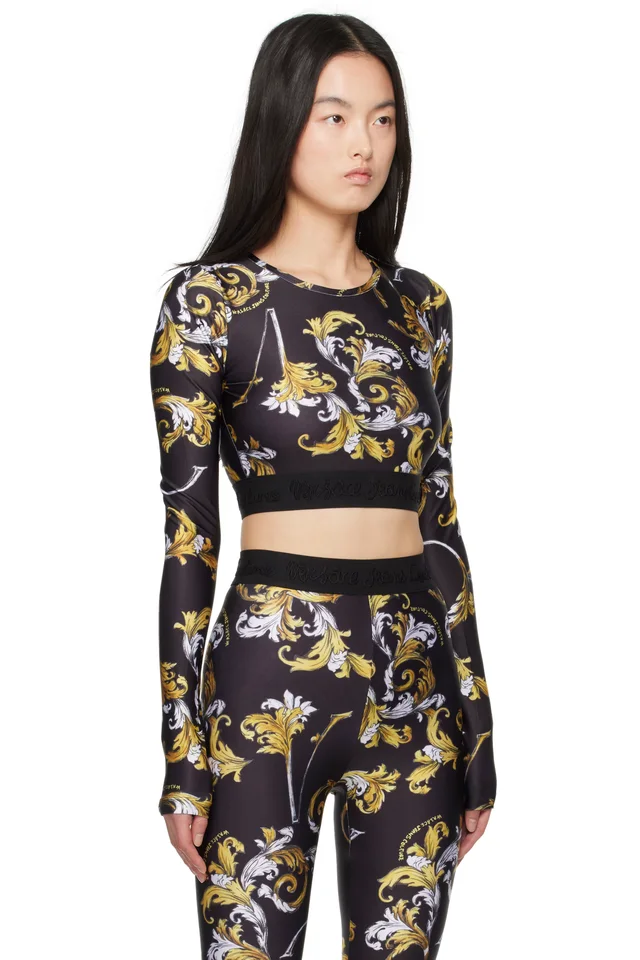 Versace Jeans Couture Black Outline Barocco T-shirt, photo 2 of 4 from SSENSE