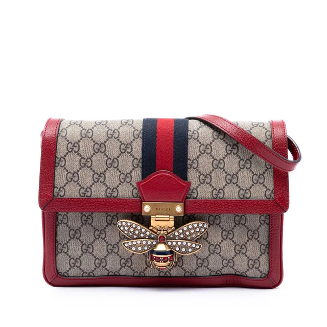 Beige Gucci GG Supreme Queen Margaret Crossbody in Beige Coated canvas from Designer Revival