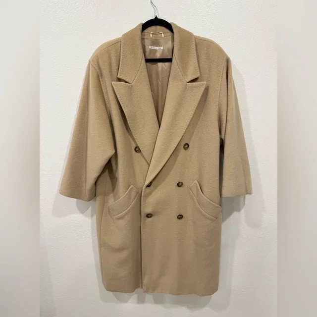 Max Mara 100% Wool Double Breasted Coat, Us 12 in neutral|brown Wool from Poshmark