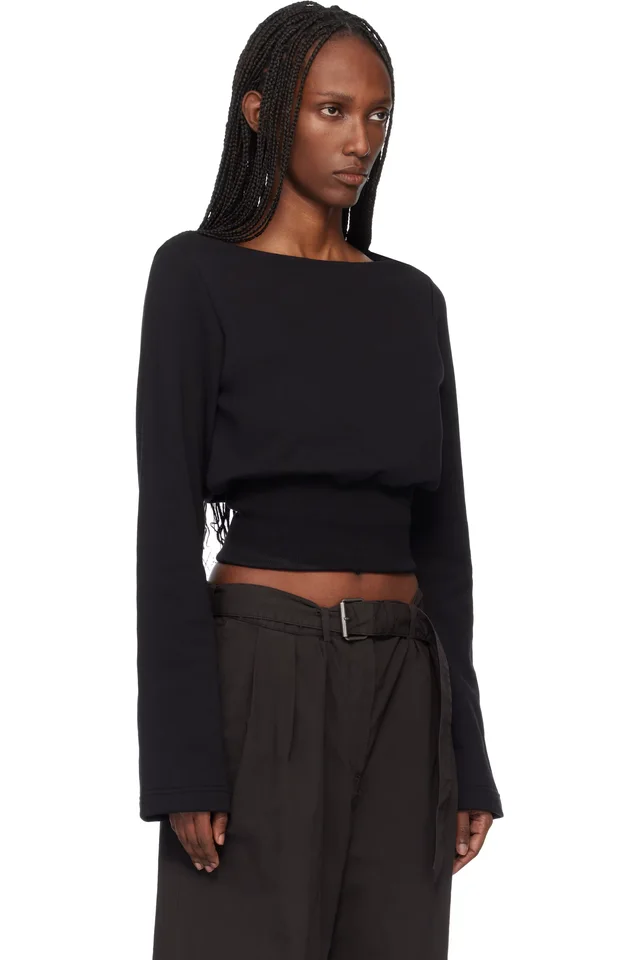Dries Van Noten Black Boat Neck T-shirt, photo 2 of 4 from SSENSE