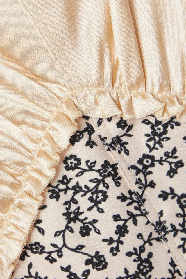 Commission Cavalier Floral-Print Satin-Paneled Crepe Midi Dress in Off White, photo 4 of 4 from THE OUTNET
