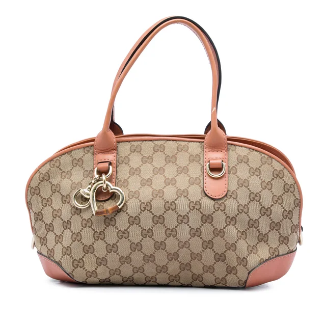 Beige Gucci GG Canvas Heart Bit Satchel in Beige Canvas from Designer Revival, photo 1 of 1