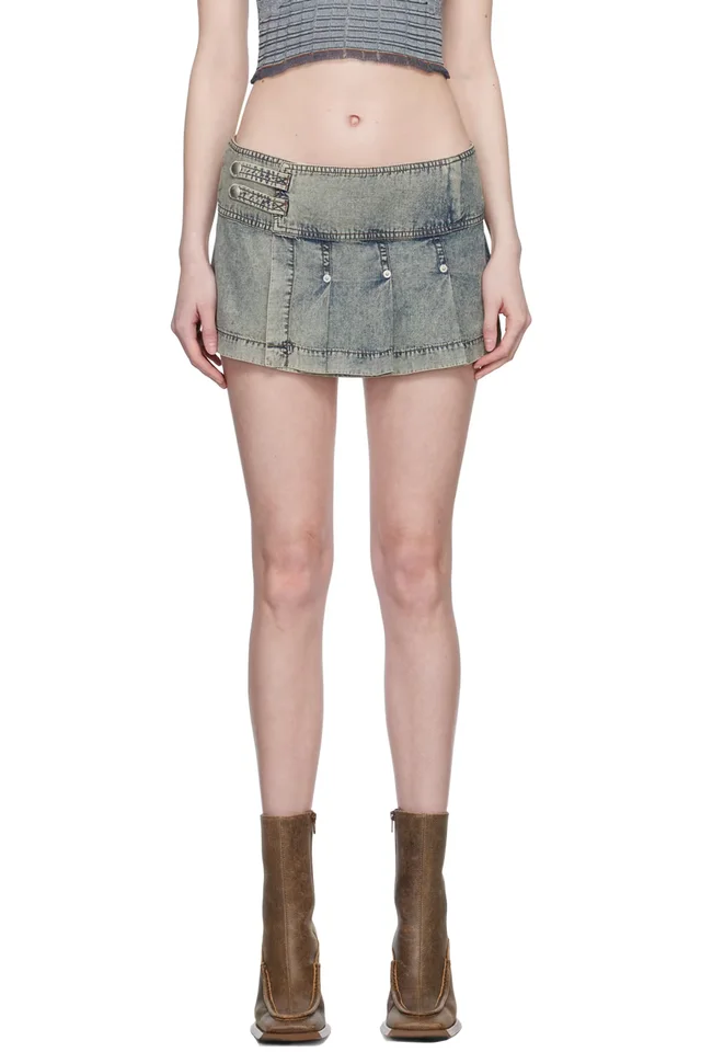 Blue Pleated Miniskirt, image 1 of 1 from SSENSE