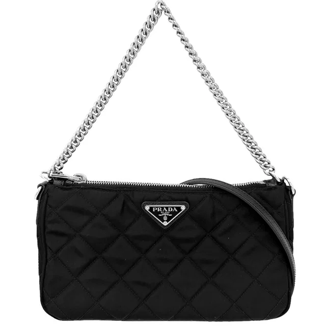 Prada 2-Way Quilted Handbag Shoulder Bag Crossbody Triangle Logo Nylon Leather in Nylon from The Reluxe