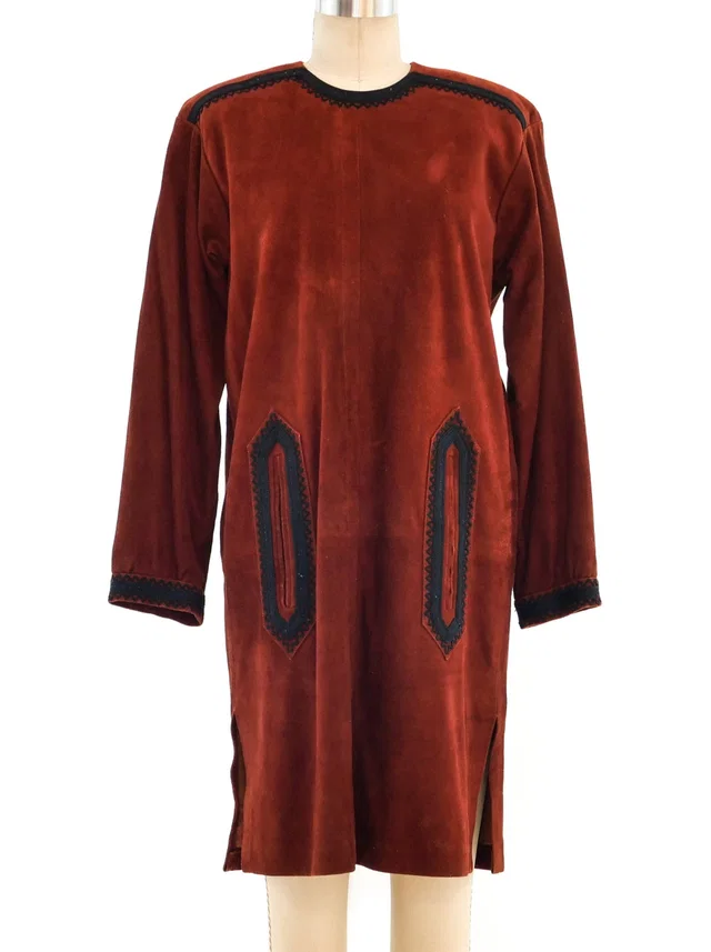 1990 Yves Saint Laurent Suede Tunic Dress in Suede from Arcade Vintage