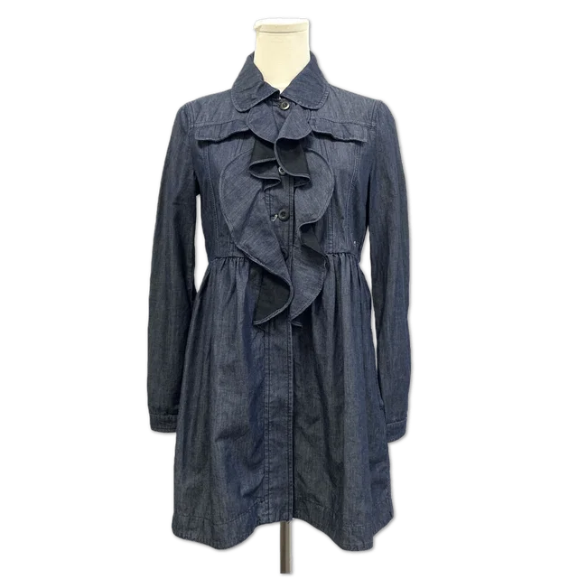 Miu Miu Ruffled Denim Button-Down Dress size 38 in Denim from Luxury Promise