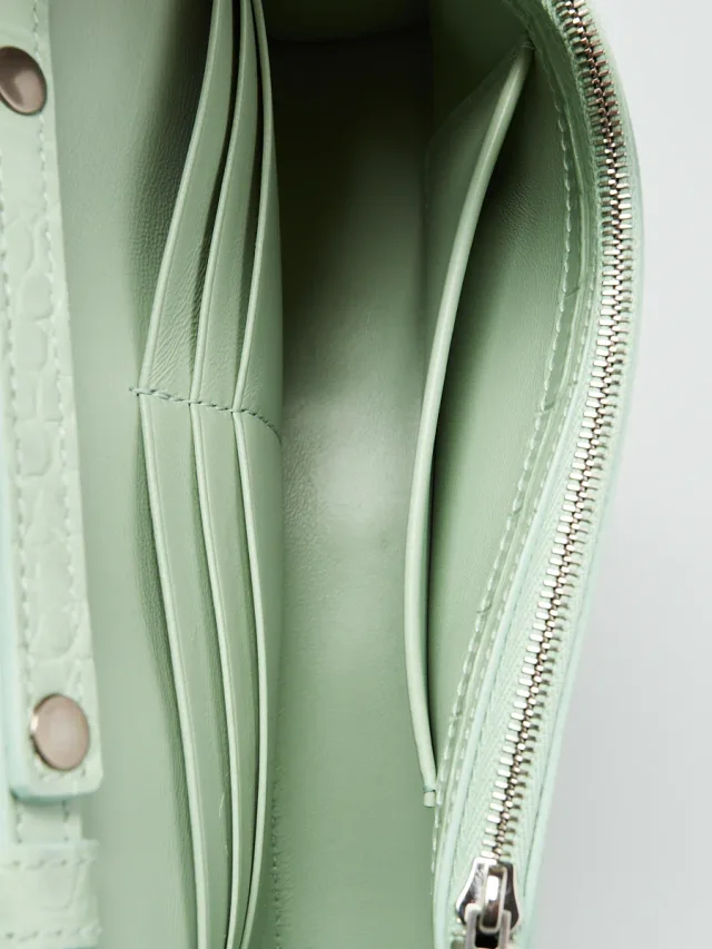 Balenciaga Light Green Croc Embossed Leather Soft Hourglass Wallet On Chain Bag in Green Crocodile from Yoogis, photo 8 of 10