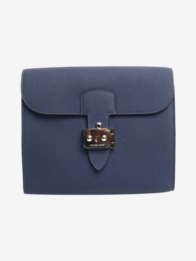Hermès Dark blue Sac a depeches 21 messenger bag in Blue Togo leather from Sign of the Times