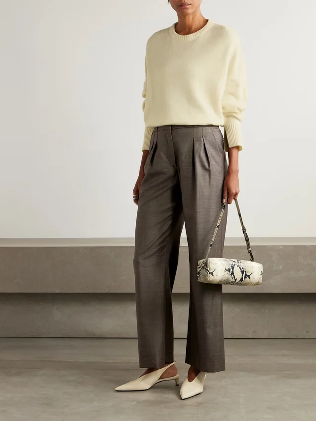 LOULOU DE SAISON Sbiru pleated wool-twill pants in Brown, photo 2 of 2 from NET-A-PORTER (Canada)