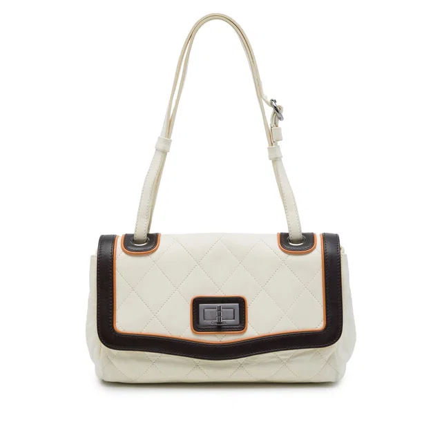 White Chanel Tricolor Quilted Calfskin Country Club Reissue 2.55 Flap Shoulder Bag in White Calfskin from Designer Revival