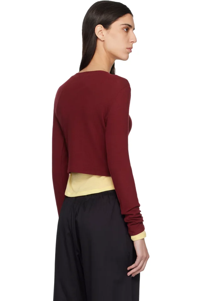 LESET Red Lauren Crop II Cardigan, photo 3 of 4 from SSENSE
