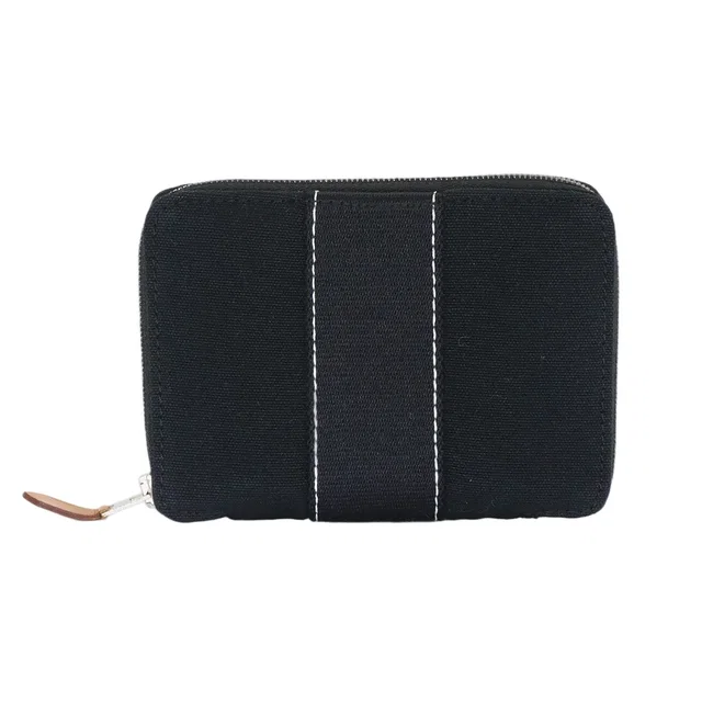 Hermès Deauville Perth PM Zip Around Bifold Wallet Canvas Black Silver in Black Canvas from The Reluxe