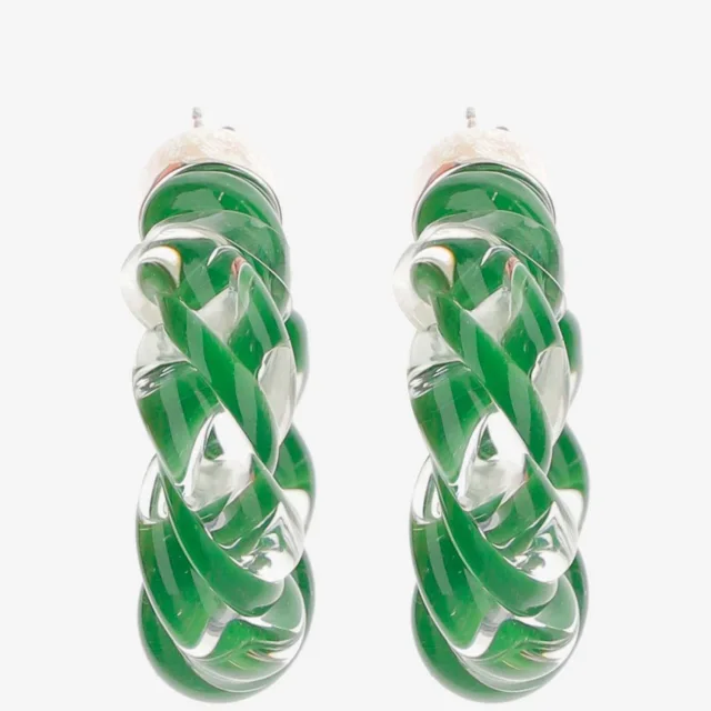 Bottega Veneta Twisted Glass Earrings — Green in Green from HEWI, photo 2 of 3