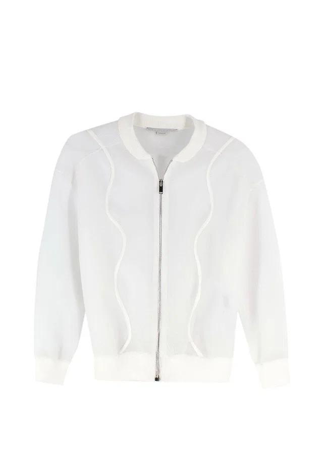 Stella McCartney Cream Netted Bomber Jacket in White from HEWI