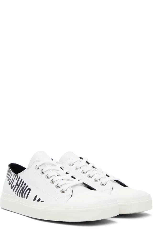 Moschino White Logo Sneakers, photo 4 of 4 from SSENSE