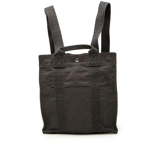 Gray Hermès Canvas Herline Backpack MM in Grey Canvas from Designer Revival