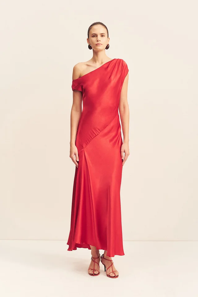 Shona Joy TATUM ASYMMETRICAL DRAPED MAXI DRESS - GRENADINE from Shona Joy, photo 1 of 1