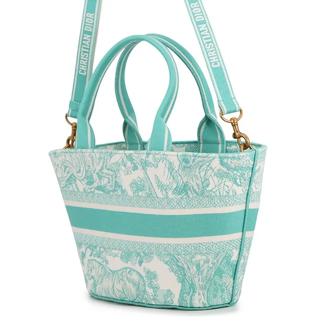 Dior Handbag Toile de Jouy Embroidery Panier Chapeau 2-Way in Canvas from The Reluxe
