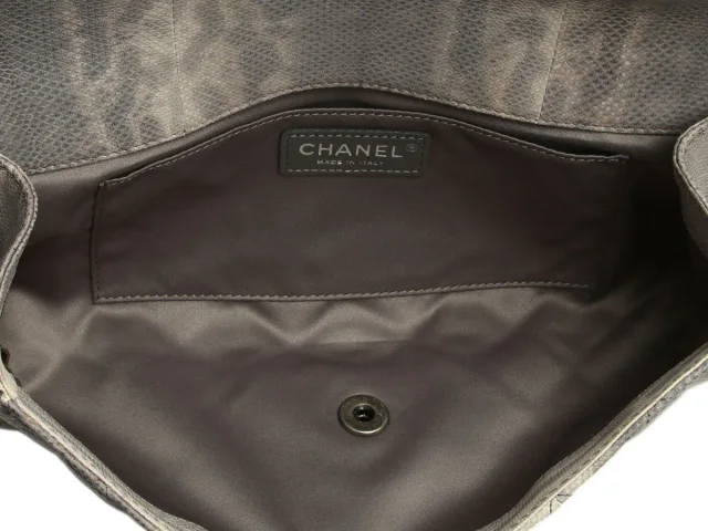 Chanel Snake-Embossed Leather Clutch in Beige Leather from Ann's Fabulous Finds, photo 8 of 9