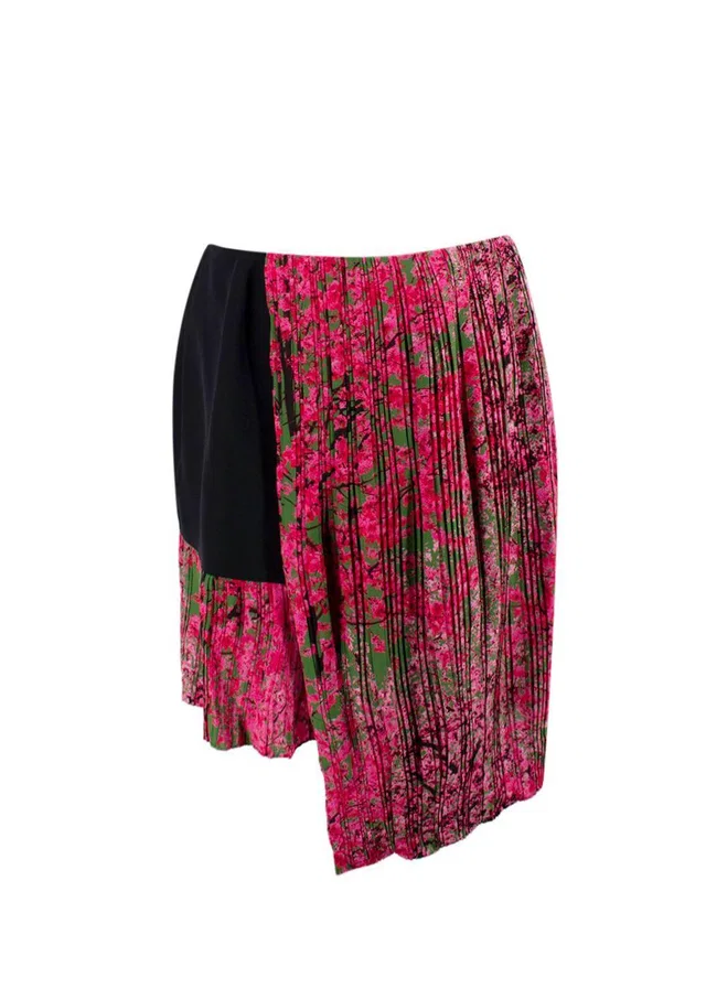 Dior Pink Pleated Asymmetric Silk Skirt in Pink Silk from HEWI