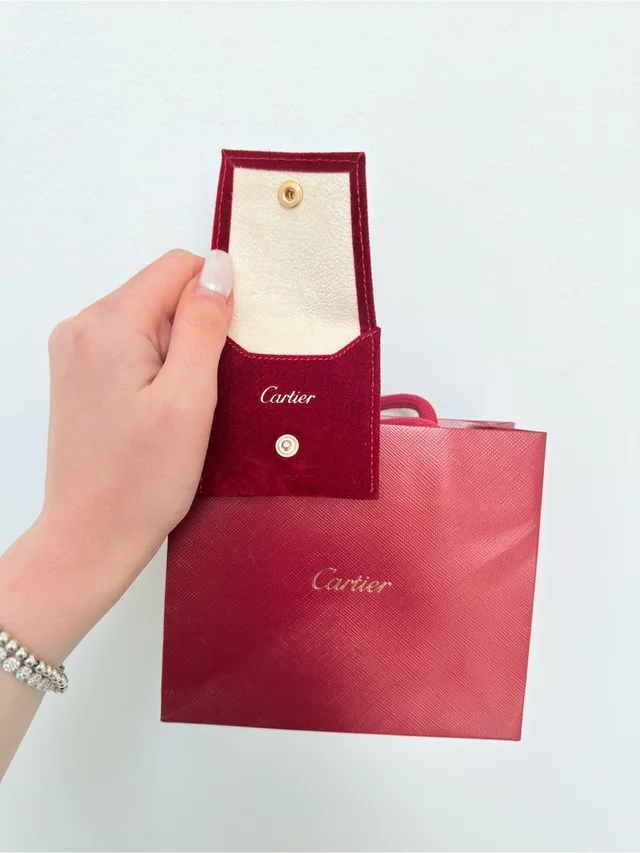 Cartier Red Velvet And Gold Jewelry Pouch With Red Gift Bag in gold|red Velvet from Poshmark