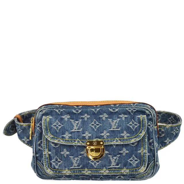 Louis Vuitton 2007 Blue Monogram Denim Bum Bag Waist Pouch M95347 in Blue Denim from AMORE Vintage Tokyo