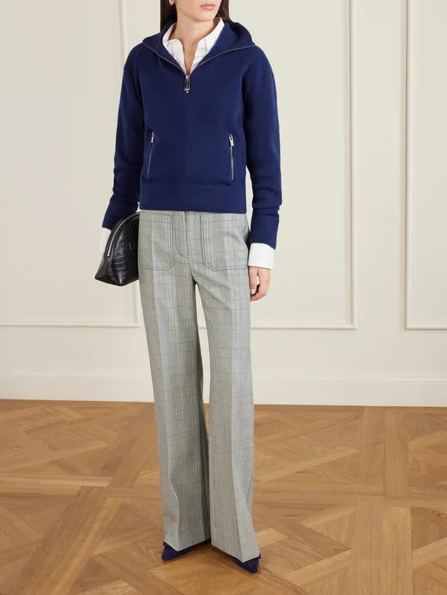 VICTORIA BECKHAM Alina checked wool wide-leg pants in Grey, photo 2 of 2 from NET-A-PORTER (Canada)