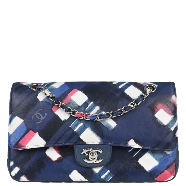 Chanel 2016-2017 Navy Lambskin Airline Medium Classic Double Flap Shoulder Bag in Navy Lambskin from AMORE Vintage Tokyo