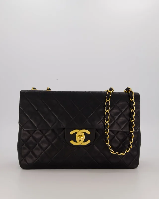 Chanel Black Vintage Maxi Jumbo XL Single Flap Bag in Black Lambskin from Sellier, photo 2 of 2