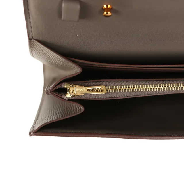 Hermès Constance Wallet To Go Etain Epsom Rose Gold Hardware in Grey Epsom from Madison Avenue Couture, photo 9 of 10