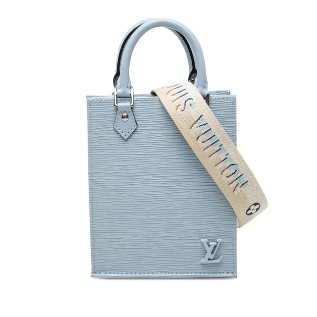 Blue Louis Vuitton Epi Petit Sac Plat Satchel in Blue Leather from Designer Revival