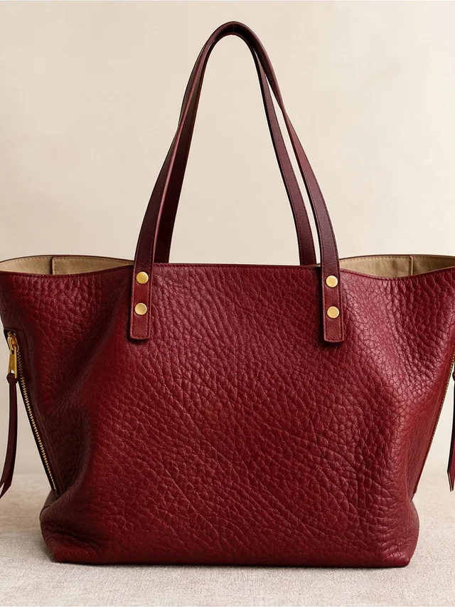 Chloé Chlo Dilan Burgundy Pebbled Leather Large Tote Bag in red Leather from Poshmark