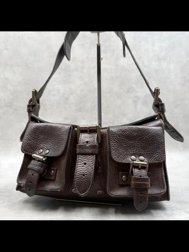 Mulberry Dark Brown Pebbled Leather Shoulder Bag With Buckle Pockets in brown|red Leather from Poshmark