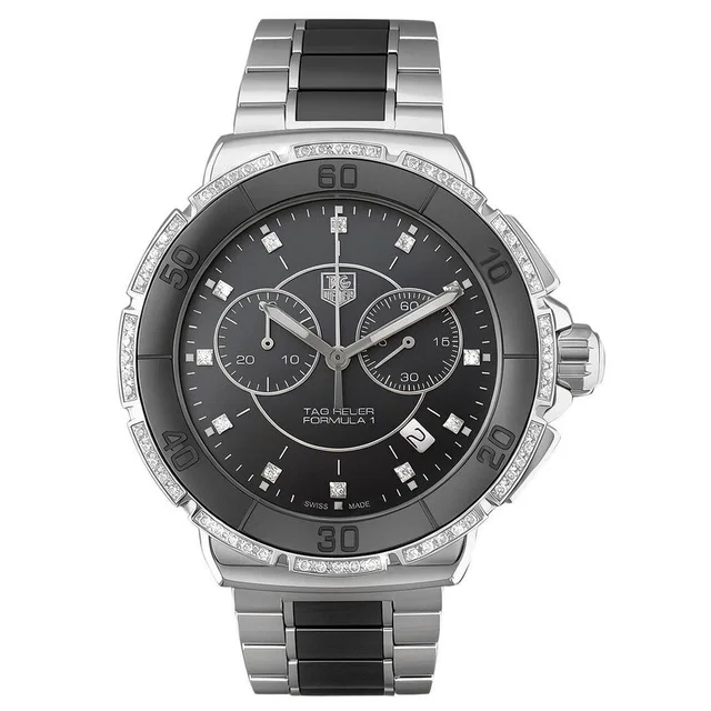 TAG Heuer Formula 1 Chronograph Diamond Black Dial Unisex Watch CAH1212.BA0862 in black Ceramic from Jomashop.com