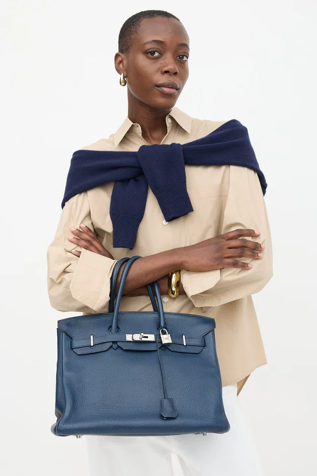 Hermès 2010 Bleu De Malte Clemence Birkin 35 Bag in Blue Clemence leather from VSP Consignment