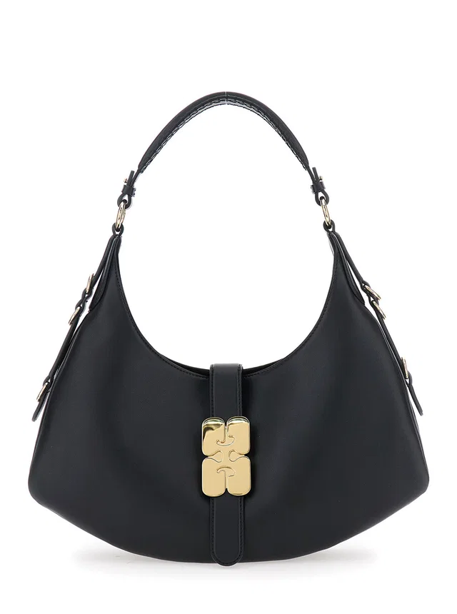 GANNI Kat Shoulder Bag — Black Leather in Black Leather from HEWI
