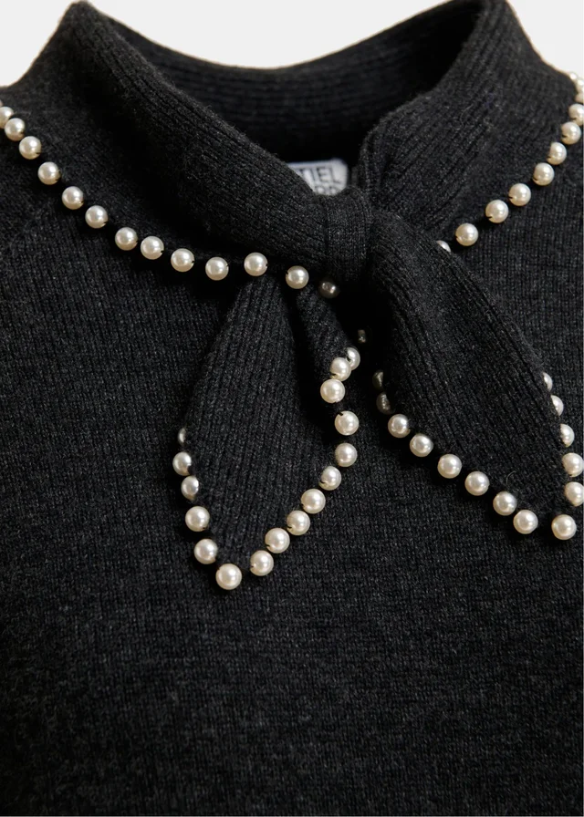 Essentiel Antwerp faux pearl-embellished tie-detail sweater, photo 2 of 6 from SENSER