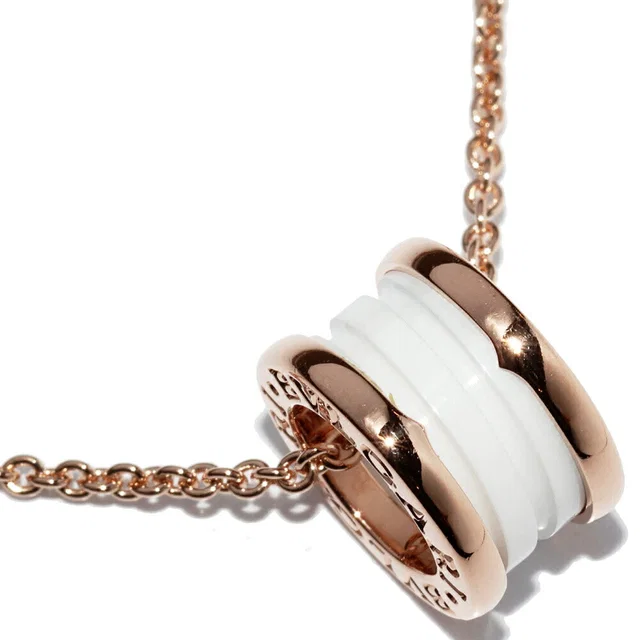 Bvlgari B.zero1 Au750 Pink Gold White Ceramic Necklace in White Ceramic from LuxUness