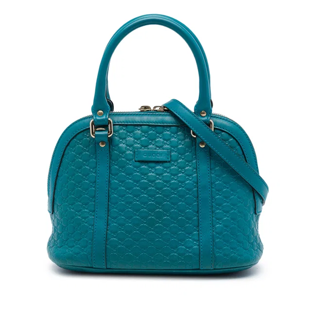 Blue Gucci Mini Microguccissima Dome Satchel in Blue Leather from Designer Revival