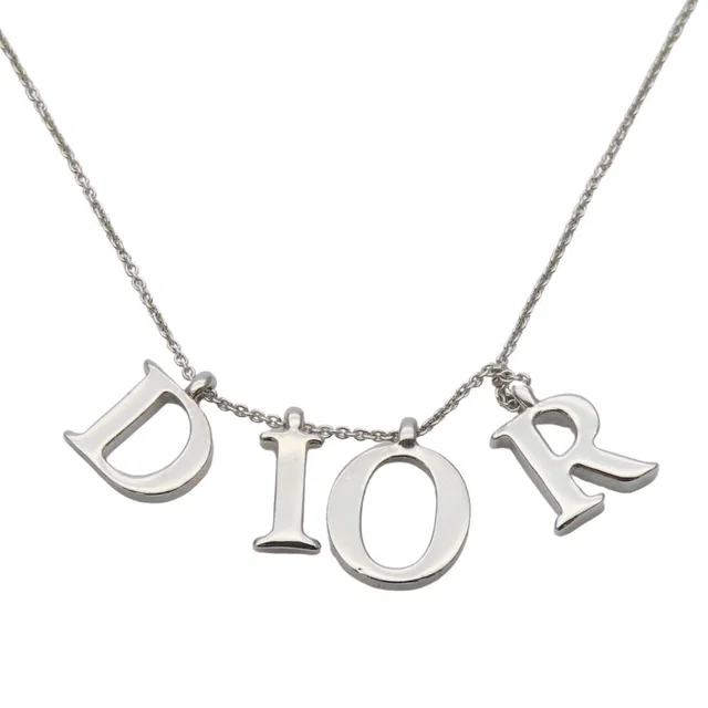 Dior Necklace Metal Silver Plated Logo in Silver from The Reluxe