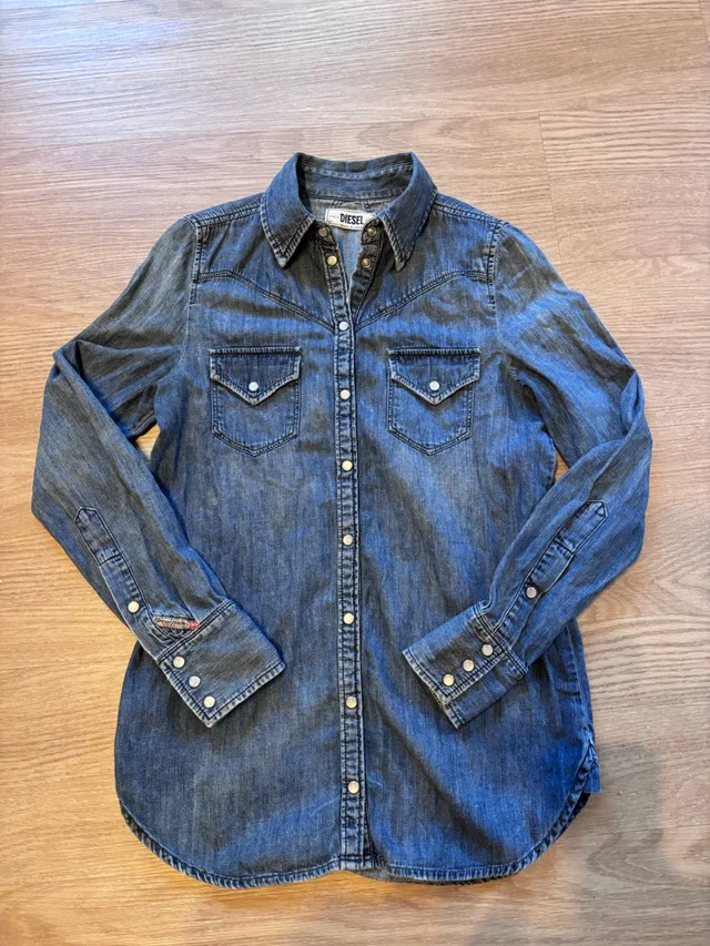 Diesel Women’s Xxs Denim Western Pearl Snap Long Sleeve Indigo Division Cotton in blue Denim from Poshmark