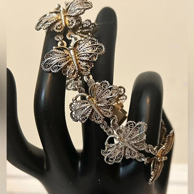 Vtg Unoaerre Italian 925 Sterling Gold Vermeil Butterfly Bracelet 21.65g in silver|gold|gray from Poshmark