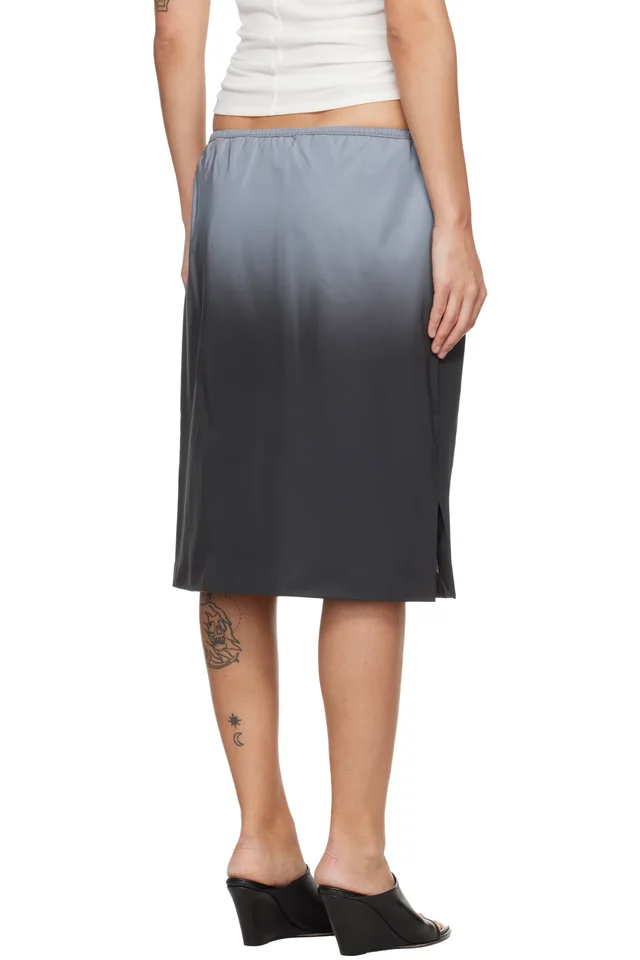 Alexander Wang Gray Reflective Mid-Rise Midi Skirt, photo 3 of 4 from SSENSE