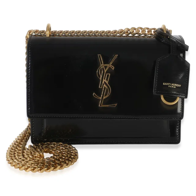Saint Laurent Black Patent Monogram Small Sunset Bag Leather Handbag in Black Patent leather from HEWI