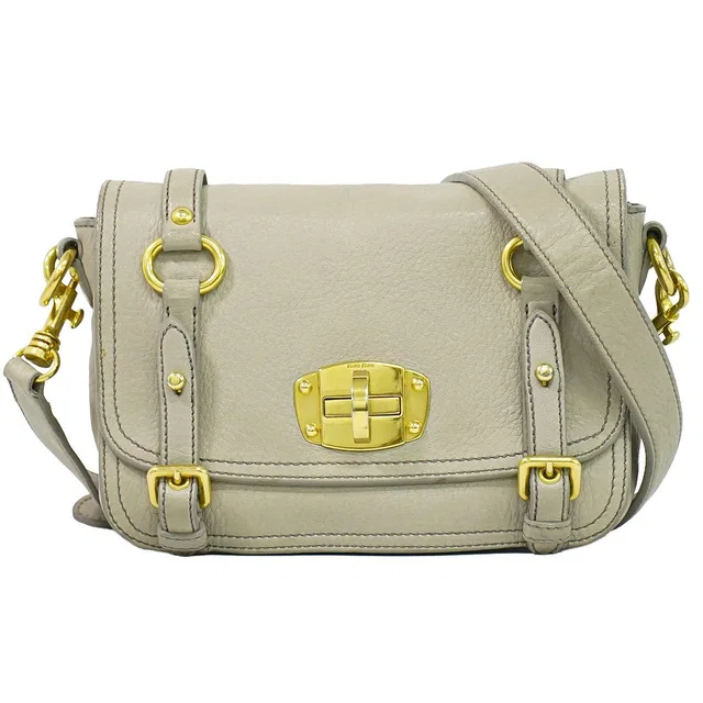 Miu Miu Leather Shoulder Bag Pochette Gray in Grey Leather from The Reluxe