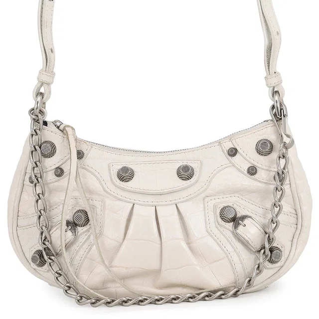 Balenciaga Le Cagoule Shoulder Bag White695814 Embossed Leather Size Mini in Leather from GALLERY RARE