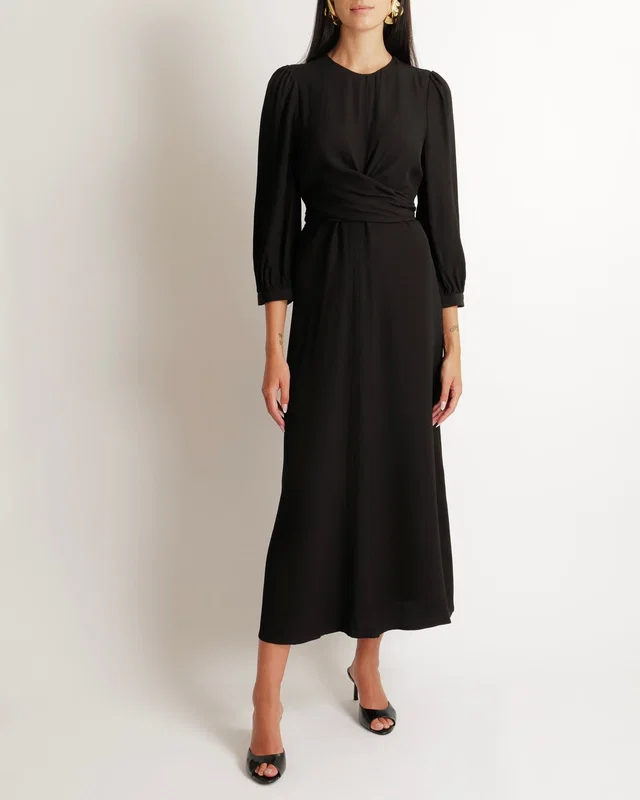 Zimmermann Black Long-Sleeve Maxi Dress with Bow Detail Size 1 (UK 10) in Black from Sellier